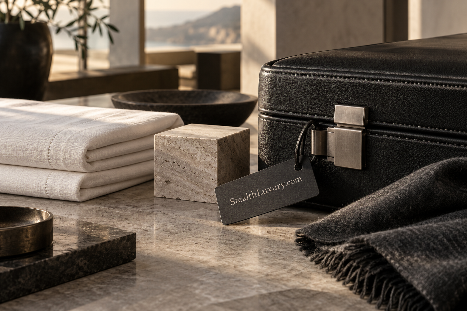 Architectural interior with soft shadow suggesting privacy-aware luxury